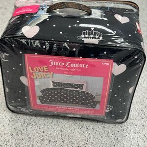 Juicy Couture Black Comforter with Pink Hearts